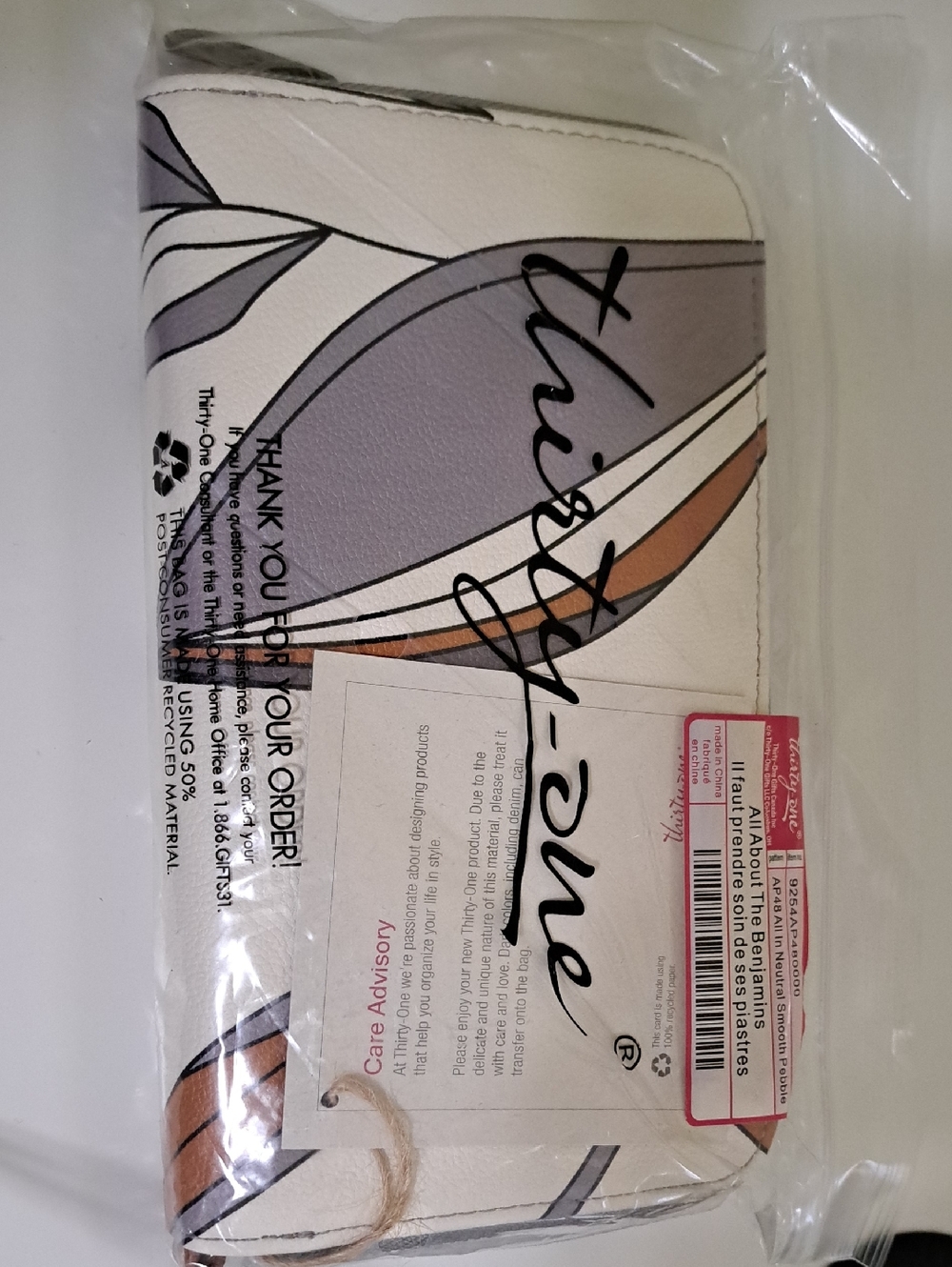 thirty-one Signature Floral Phone Wallet in White, Gray & Brown